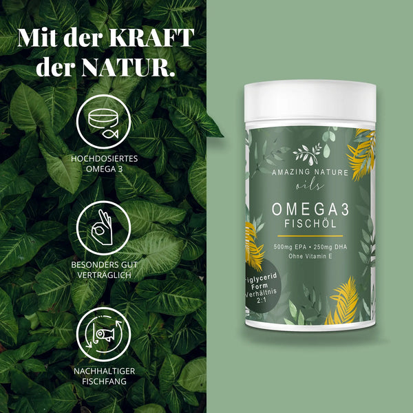 Omega 3 Kapseln 1 x 120 Kapseln mit 750mg  EPA & DHA pro Kapsel Amazing Nature®