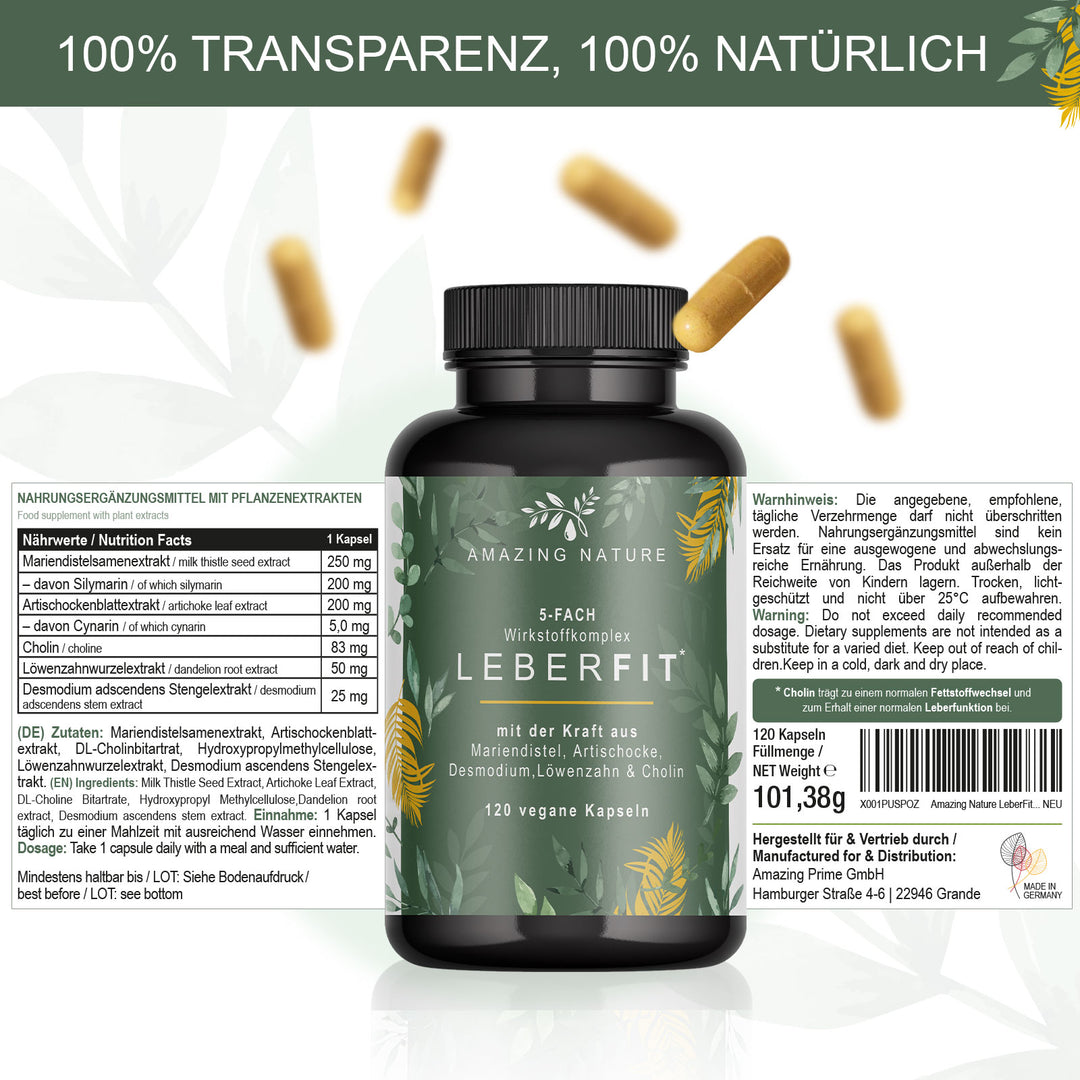 LeberFit Mariendistel 5-Fach Komplex 1 x 120 vegane Kapseln