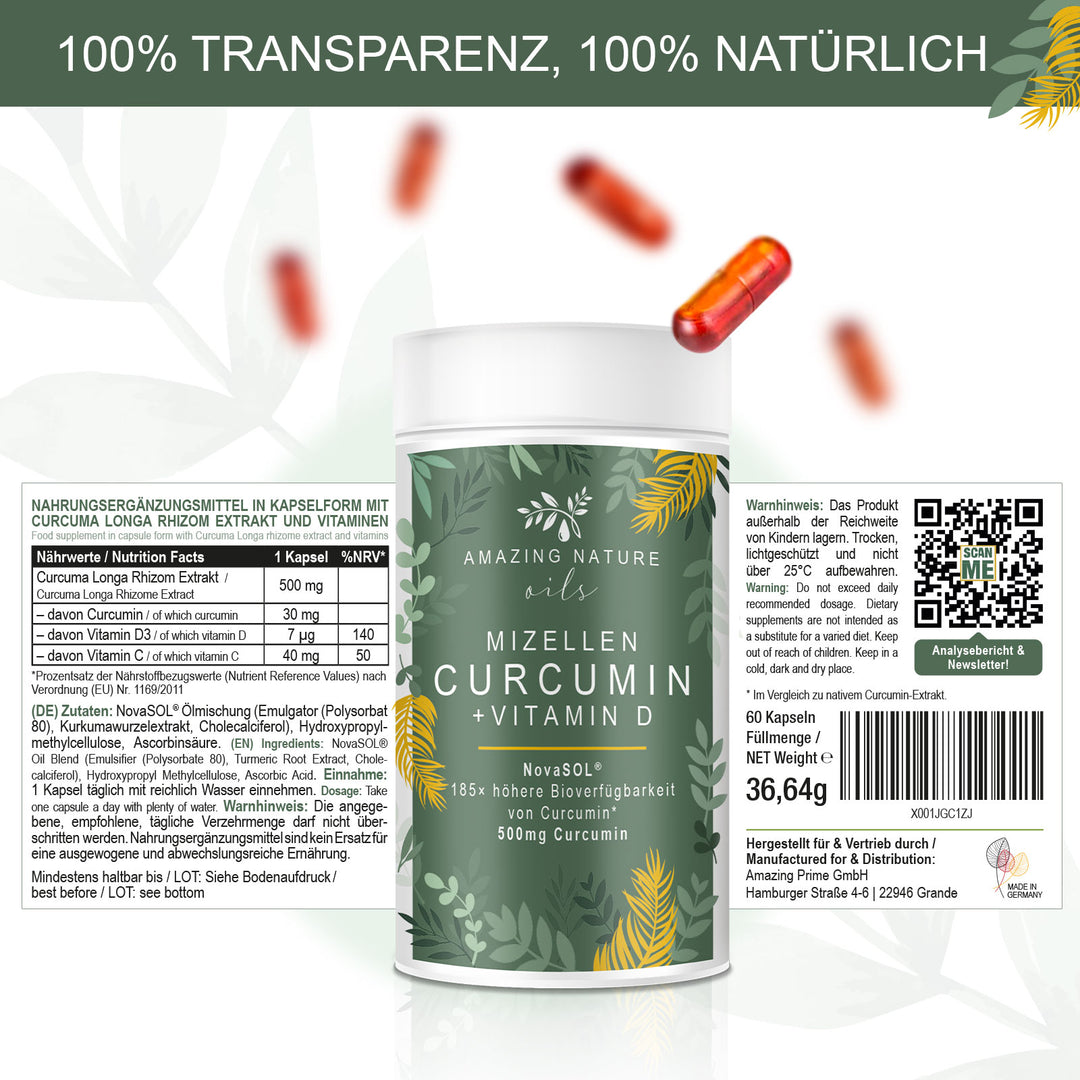 Mizellen Curcuma Kapseln Hochdosiert 1 x 60 Premium Flüssig Kapseln