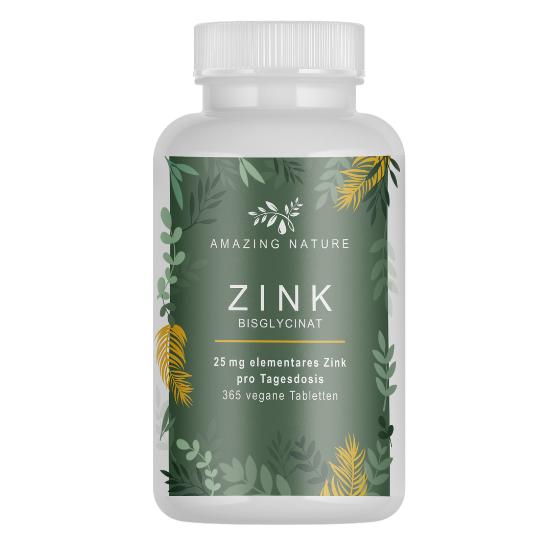 Zink 25mg - Zinkbisglycinat (Zink-Chelat) - 365 magenfreundliche Zink Tabletten