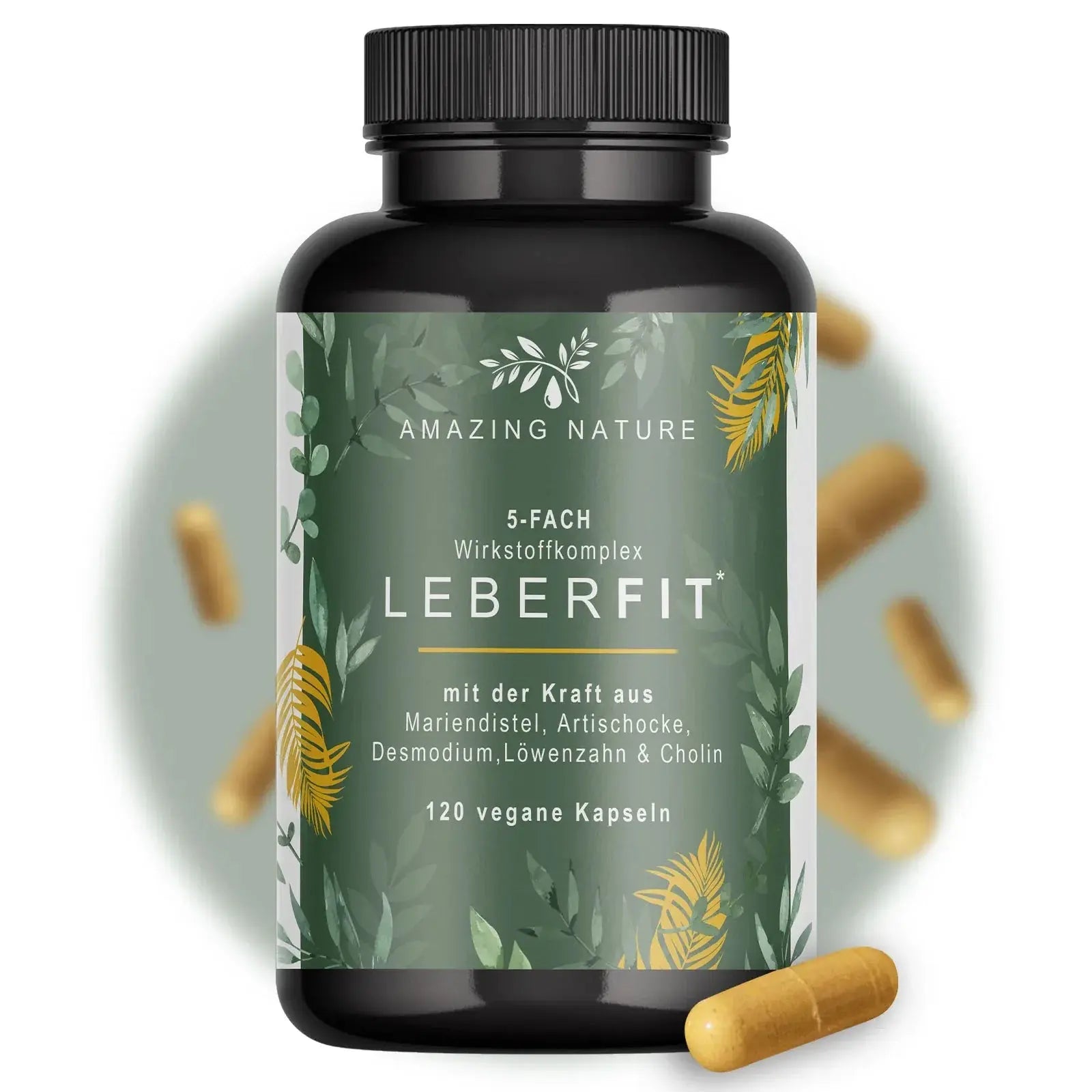 LeberFit Mariendistel 5-Fach Komplex 1 x 120 vegane Kapseln - AMAZING NATURE